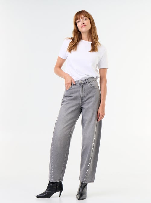 Jeans a gamba larga con borchie fantasiose - Kiabi