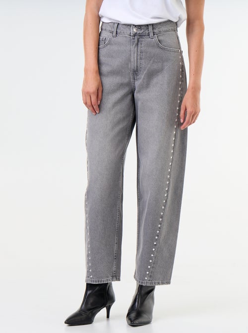 Jeans a gamba larga con borchie fantasiose - Kiabi