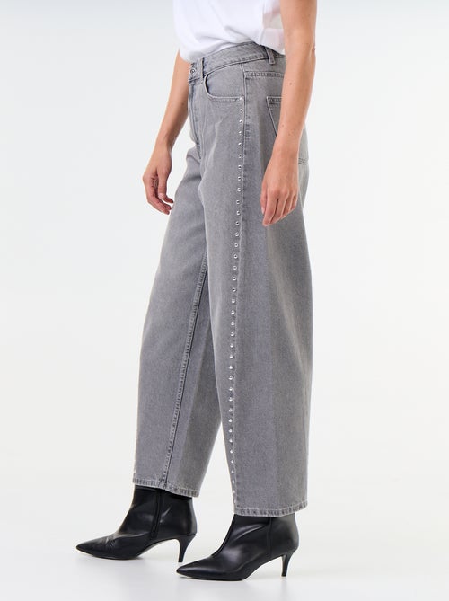 Jeans a gamba larga con borchie fantasiose - Kiabi