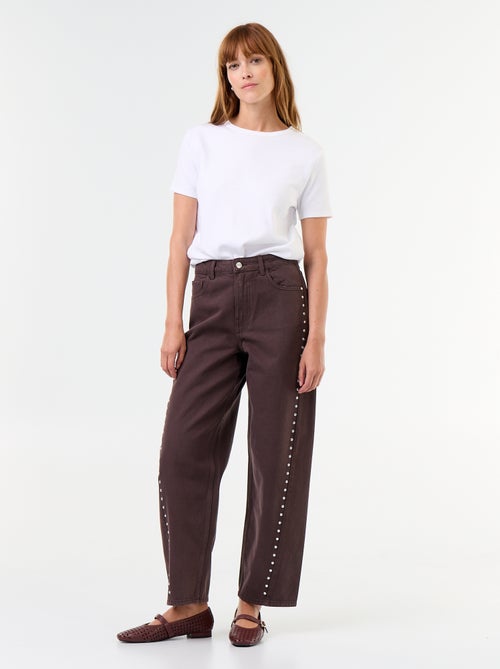 Jeans a gamba larga con borchie fantasiose - Kiabi