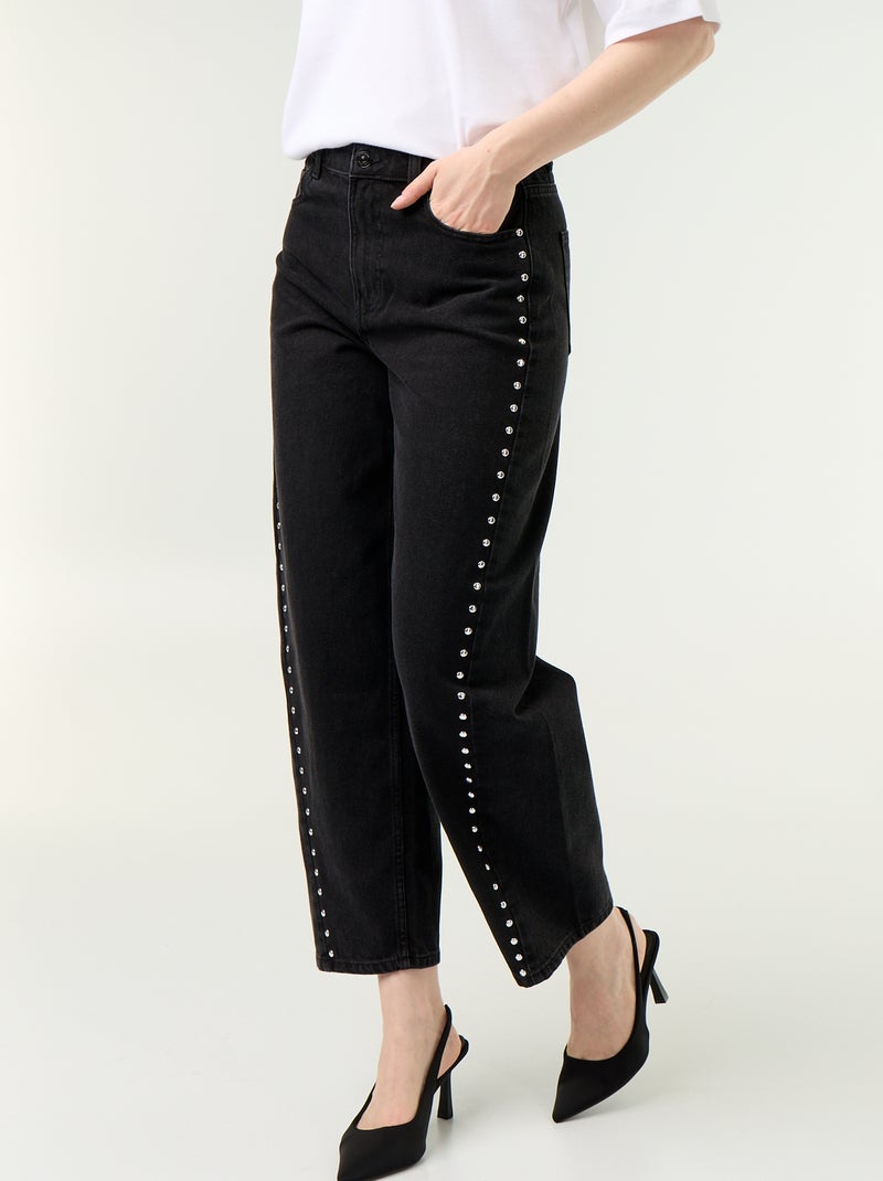 Jeans a gamba larga con borchie fantasiose Nero - Kiabi
