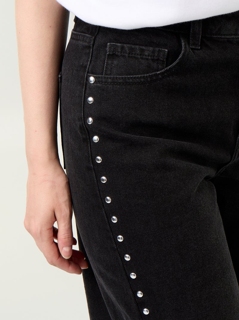 Jeans a gamba larga con borchie fantasiose Nero - Kiabi
