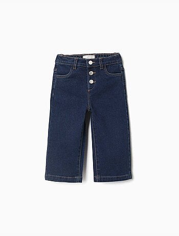 Jeans a gamba larga con bottoni a pressione frontali