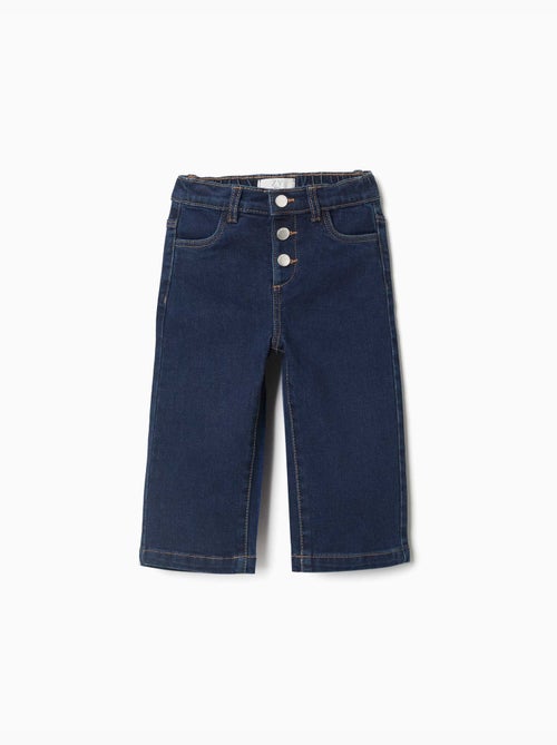 Jeans a gamba larga con bottoni a pressione frontali - Kiabi Jeans a gamba larga con bottoni a pressione frontali - Kiabi