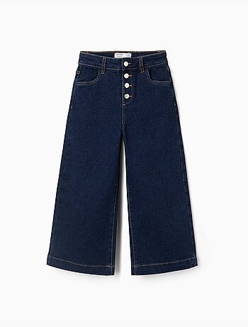 Jeans a gamba larga con bottoni a pressione sul davanti