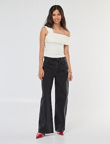 Jeans a gamba larga con cintura sottile in jeans