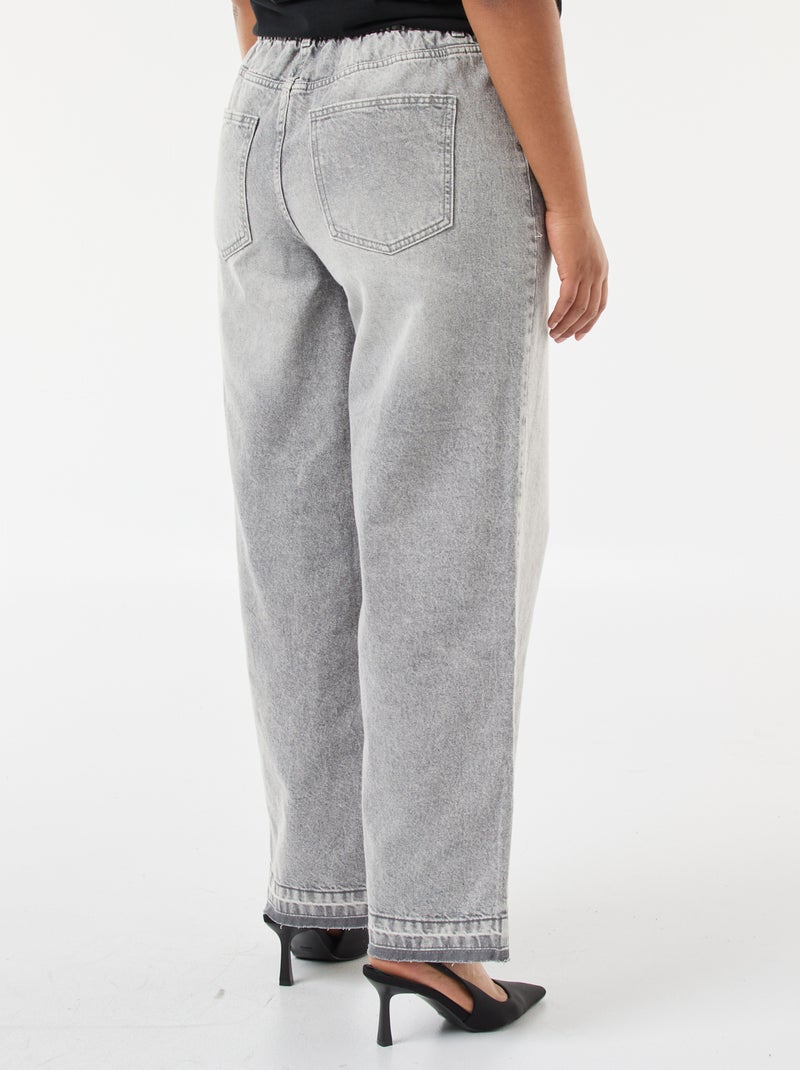 Jeans a gamba larga con orli grezzi Grigio - Kiabi