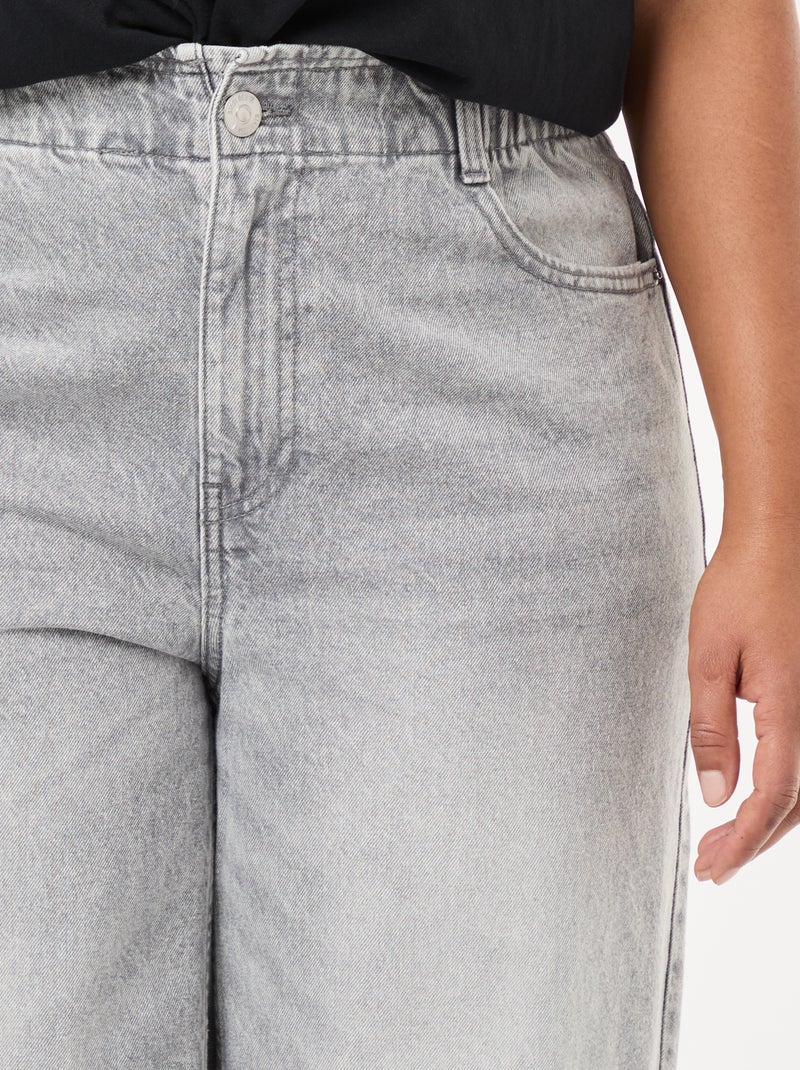 Jeans a gamba larga con orli grezzi Grigio - Kiabi