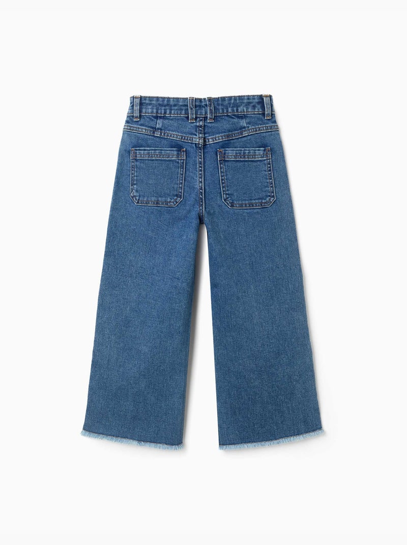 Jeans a gamba larga con orli sfrangiati Blu Blu - Kiabi