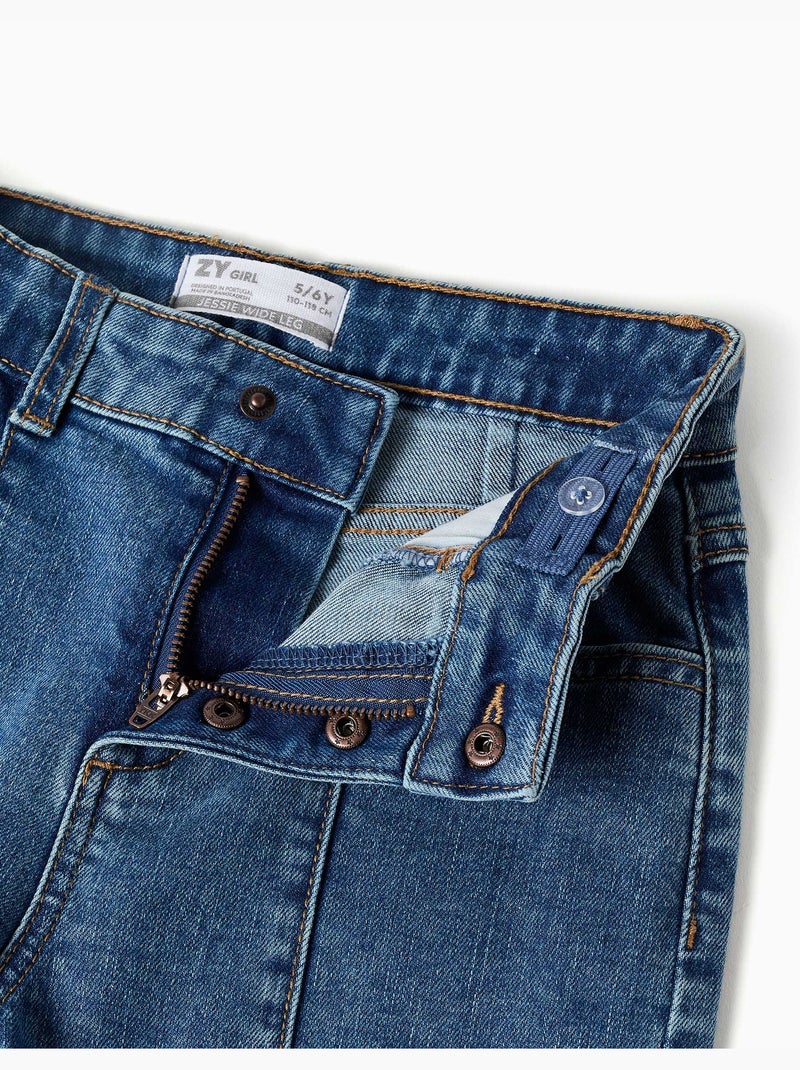 Jeans a gamba larga con orli sfrangiati Blu Blu - Kiabi