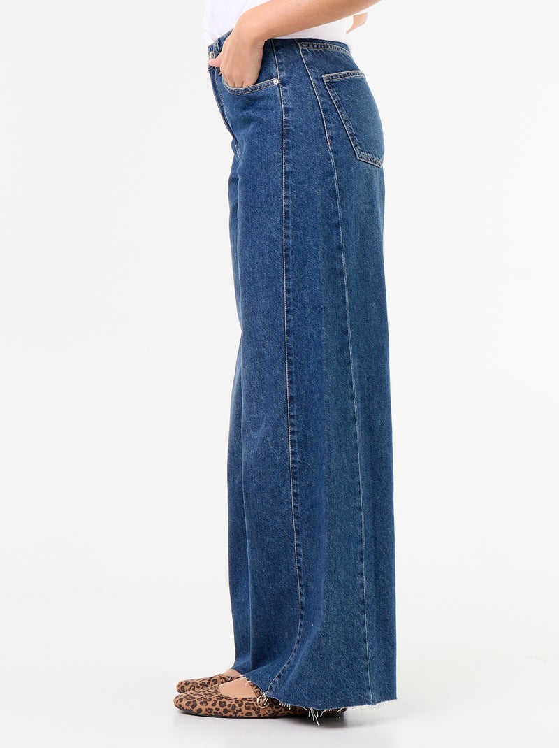 Jeans a gamba larga con orlo a taglio vivo Blu - Kiabi