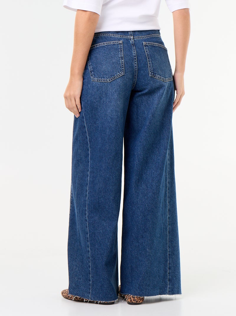 Jeans a gamba larga con orlo a taglio vivo Blu - Kiabi