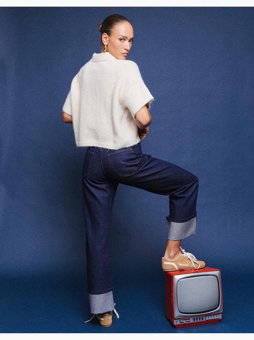 Jeans a gamba larga con pieghe, mo fashion - Kiabi Jeans a gamba larga con pieghe, mo fashion - Kiabi