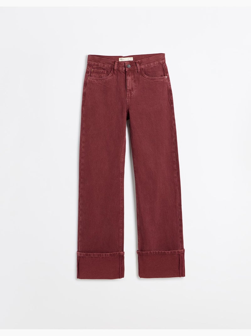 Jeans a gamba larga con pieghe, mo fashion Rosso - Kiabi