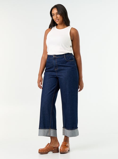 Jeans a gamba larga con risvolto alla base - Kiabi Jeans a gamba larga con risvolto alla base - Kiabi