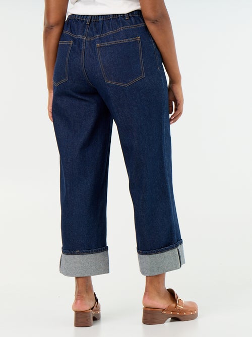 Jeans a gamba larga con risvolto alla base - Kiabi Jeans a gamba larga con risvolto alla base - Kiabi