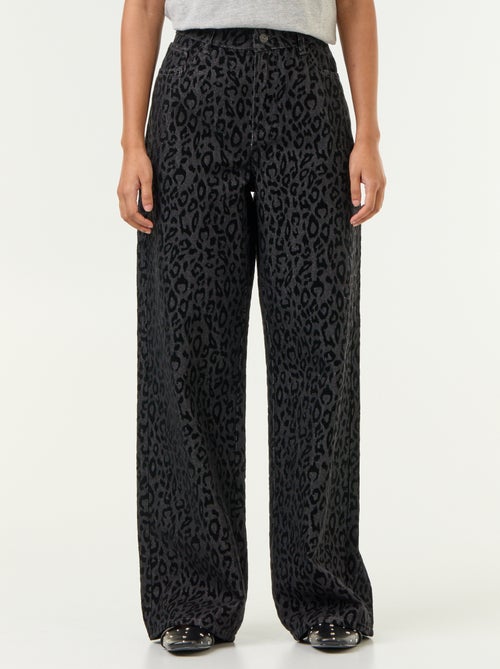 Jeans a gamba larga con stampa leopardata - Kiabi Jeans a gamba larga con stampa leopardata - Kiabi