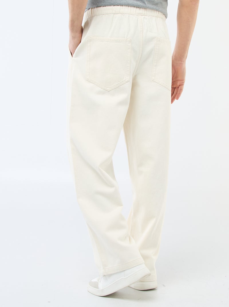 Jeans a gamba larga con vita elasticizzata Bianco - Kiabi