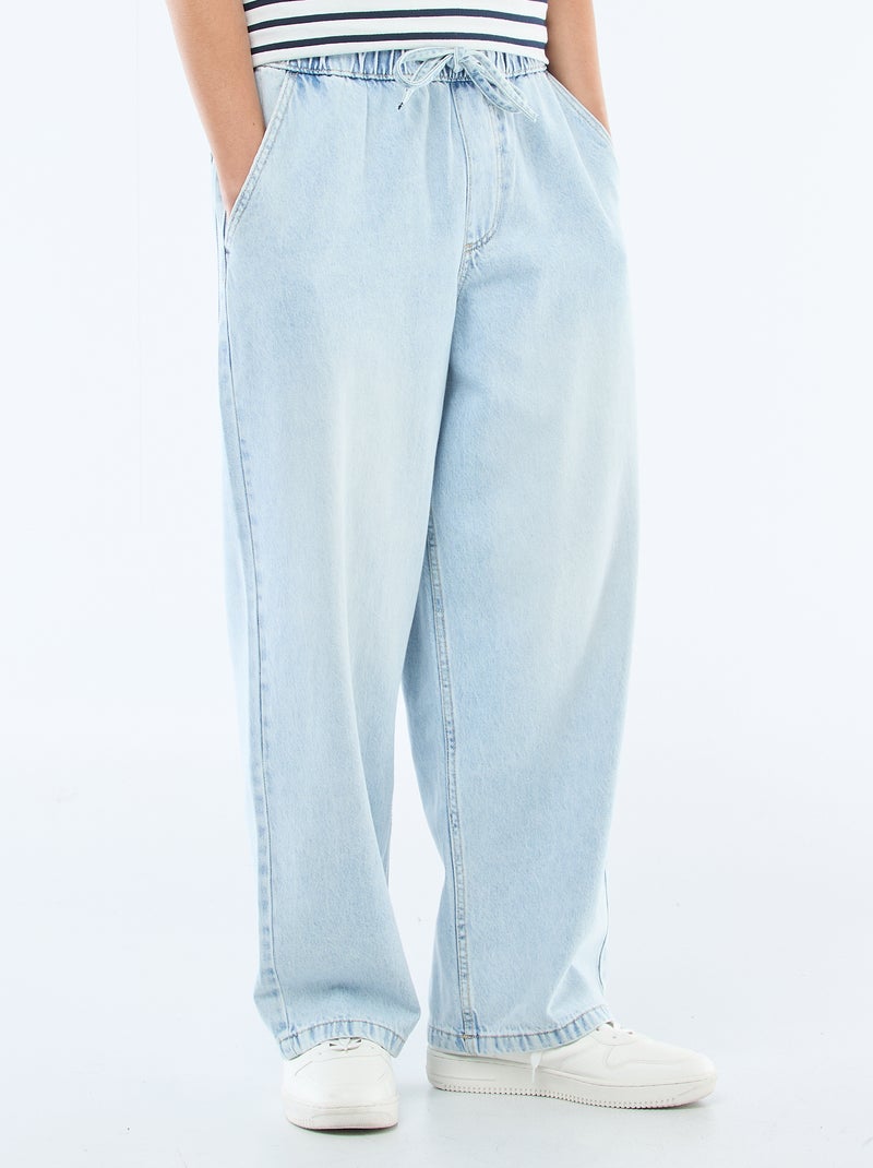 Jeans a gamba larga con vita elasticizzata Blu - Kiabi