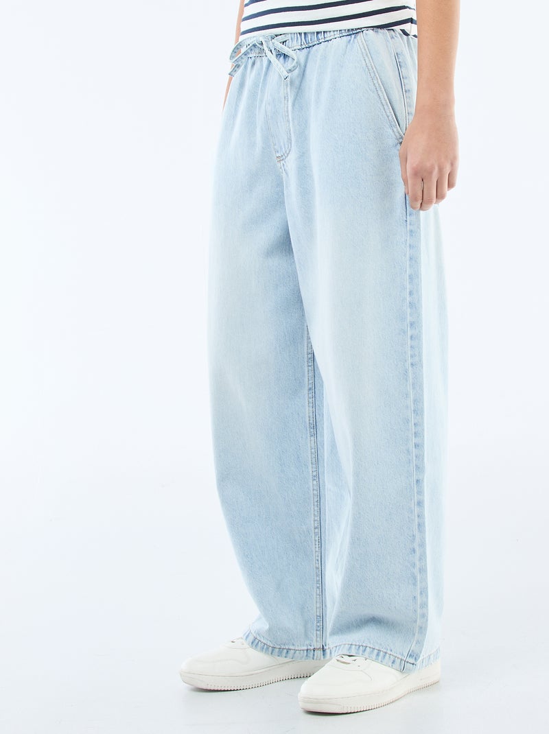 Jeans a gamba larga con vita elasticizzata Blu - Kiabi