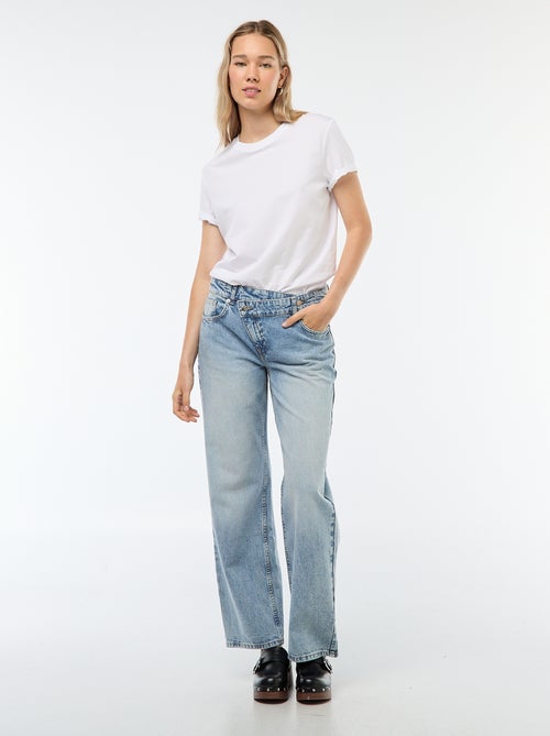 Jeans a gamba larga e vita alta con cintura asimmetrica - Kiabi