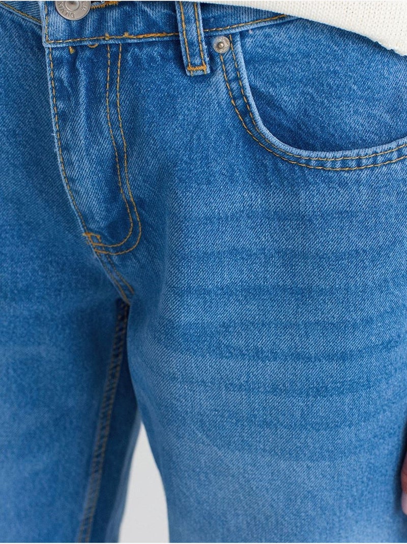 Jeans a palloncino a gamba ampia a vita alta dilvin Blu zaffiro - Kiabi