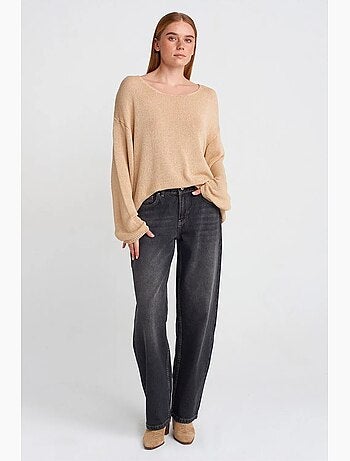 Jeans a palloncino a gamba ampia a vita alta dilvin