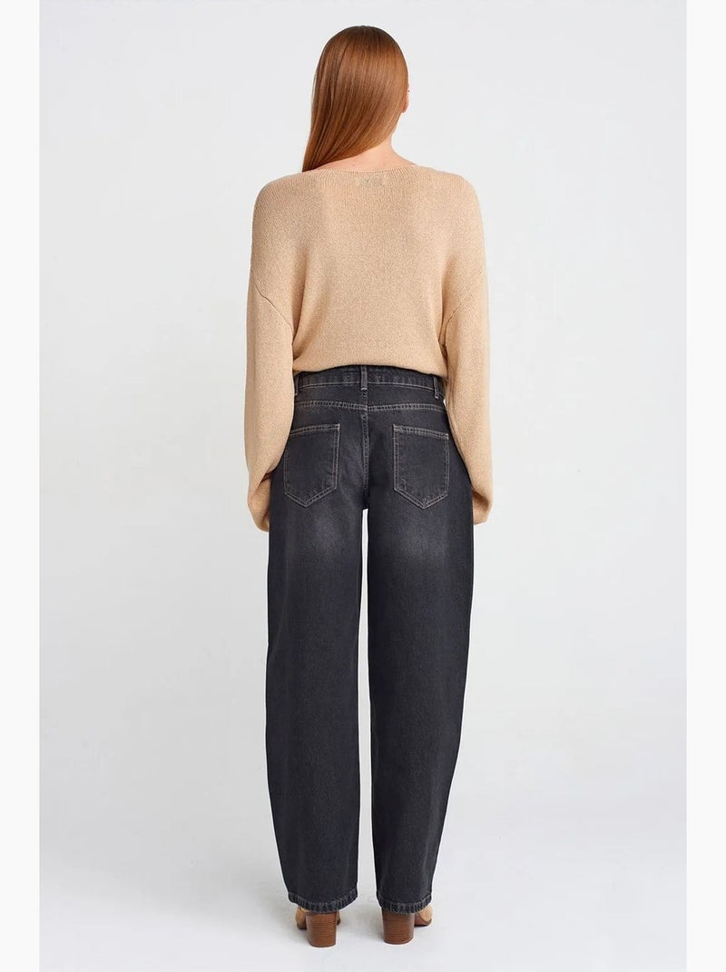 Jeans a palloncino a gamba ampia a vita alta dilvin Grigio scuro - Kiabi