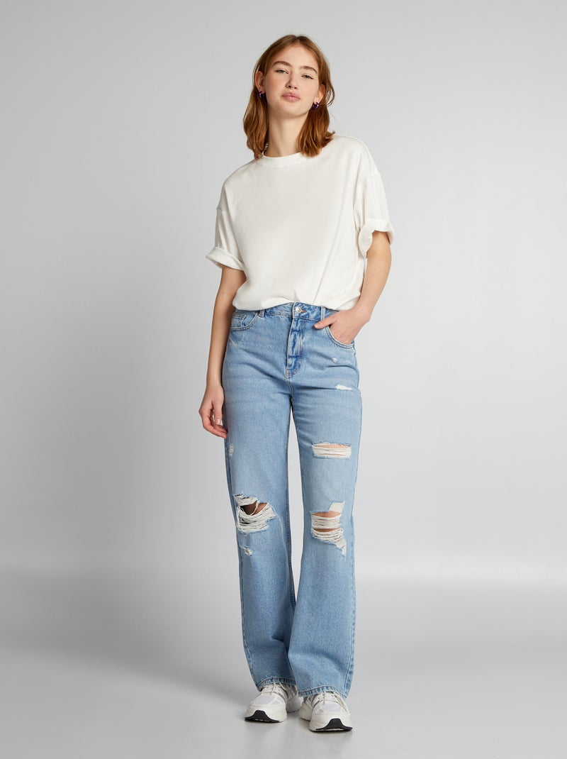 Jeans a palloncino con abrasioni BLU - Kiabi