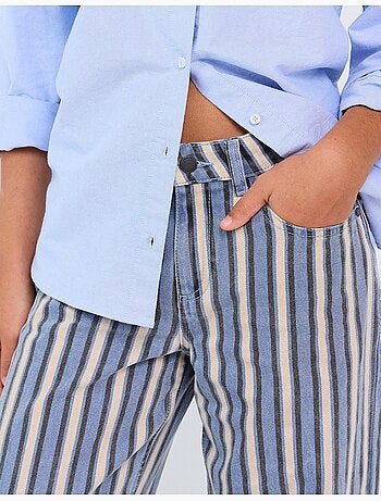 Jeans a righe a gamba larga, mo fashion