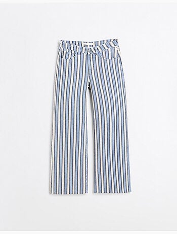 Jeans a righe a gamba larga, mo fashion