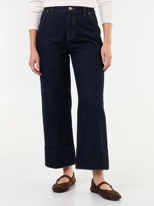 Jeans a tinta unita con ampi risvolti sul fondo - Kiabi