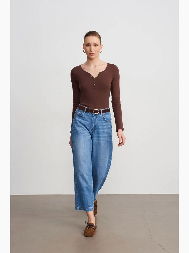 Jeans a vita alta a gamba ampia dilvin Blu zaffiro - Kiabi