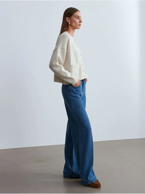 Jeans a vita alta a gamba ampia in tencel dilvin - Kiabi Jeans a vita alta a gamba ampia in tencel dilvin - Kiabi