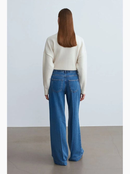 Jeans a vita alta a gamba ampia in tencel dilvin - Kiabi Jeans a vita alta a gamba ampia in tencel dilvin - Kiabi