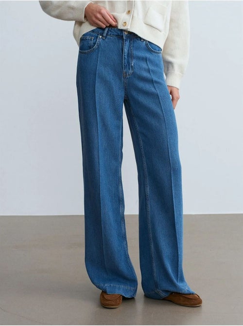 Jeans a vita alta a gamba ampia in tencel dilvin - Kiabi Jeans a vita alta a gamba ampia in tencel dilvin - Kiabi