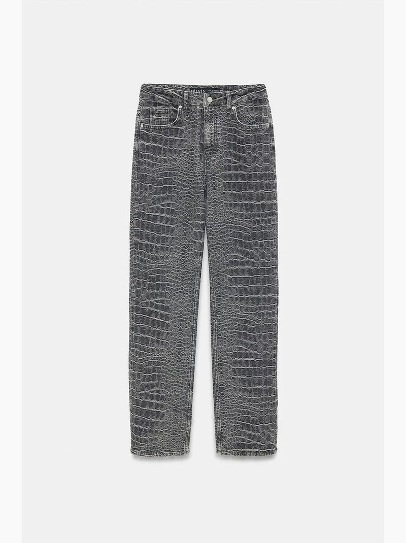 Jeans a vita alta a gamba dritta testurizzati dilvin Grigio nero - Kiabi