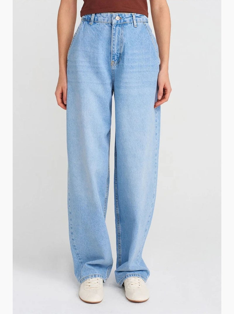 Jeans a vita alta balloon a gamba ampia dilvin Blu zaffiro - Kiabi