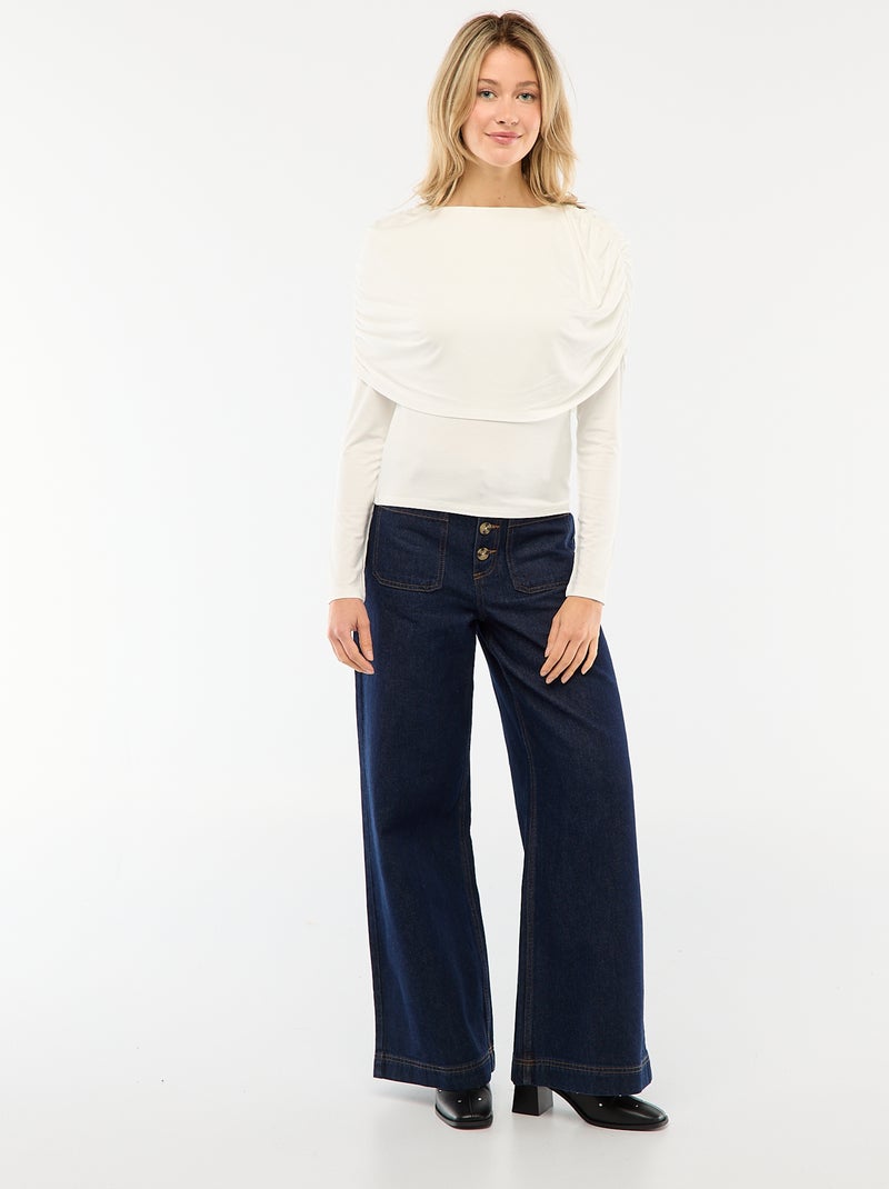 Jeans a vita alta con bottoni Blu - Kiabi