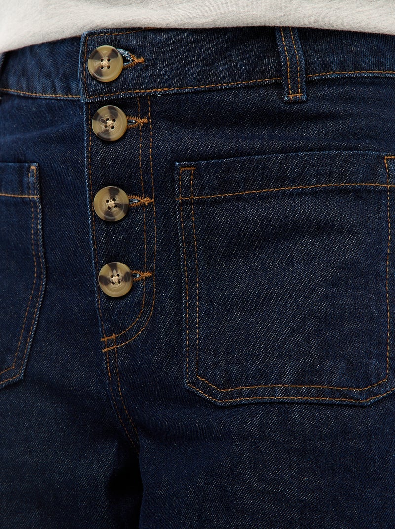 Jeans a vita alta con bottoni Blu - Kiabi