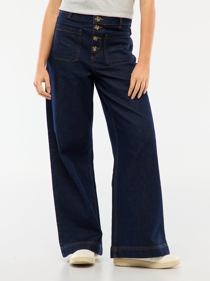 Jeans a vita alta con bottoni Blu - Kiabi