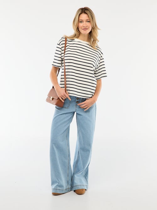 Jeans a vita alta con bottoni - Kiabi