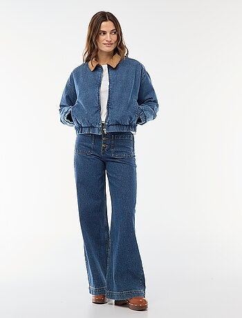 Jeans a vita alta con bottoni