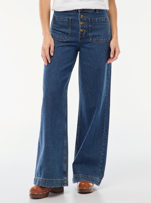 Jeans a vita alta con bottoni - Kiabi