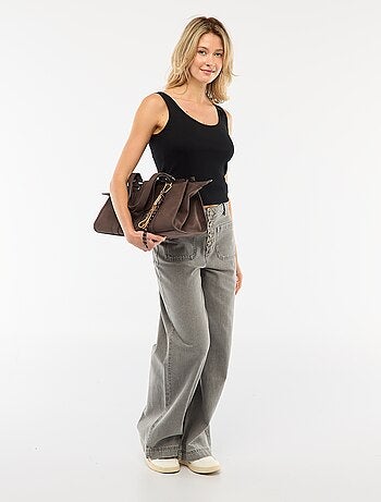 Jeans a vita alta con bottoni