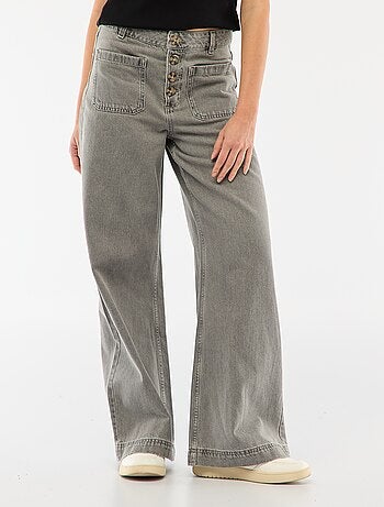 Jeans a vita alta con bottoni