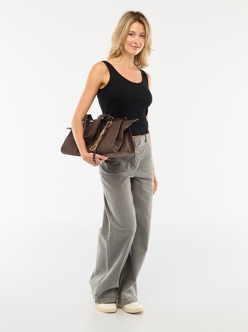 Jeans a vita alta con bottoni - Kiabi