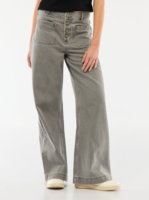 Jeans a vita alta con bottoni - Kiabi