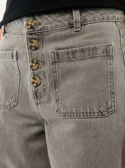 Jeans a vita alta con bottoni - Kiabi