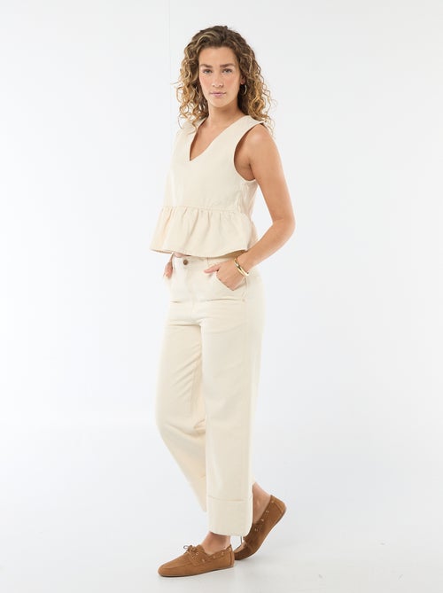 Jeans a vita alta con risvolto sul fondo - Kiabi